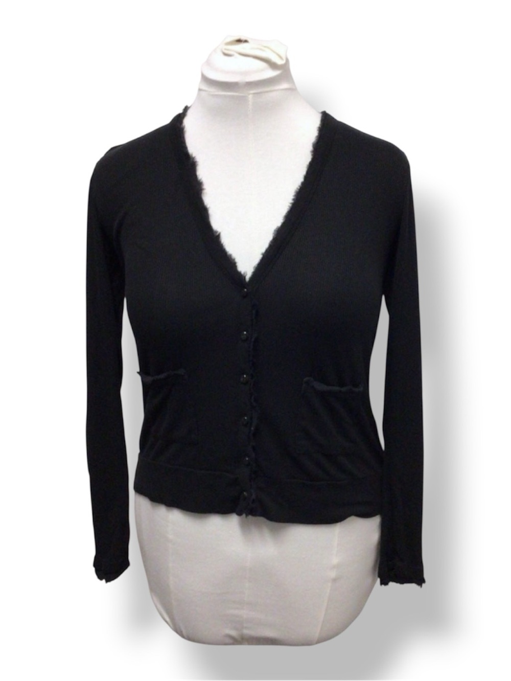 Ann Taylor Women’s Long Sleeve V Neck 100% Tencel Cardigan, Black, size M